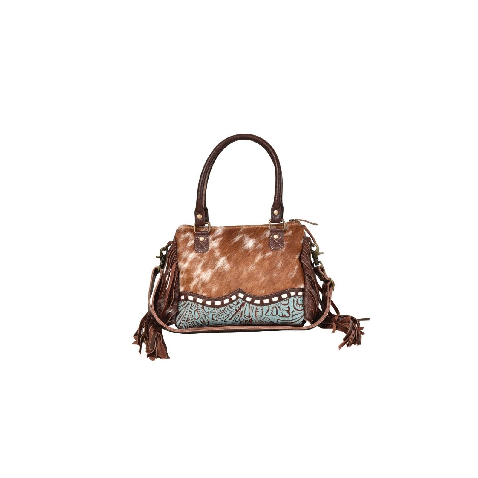 Myra Bag Upcycled Canvas & Cowhide Concealed Carry Leather Bag